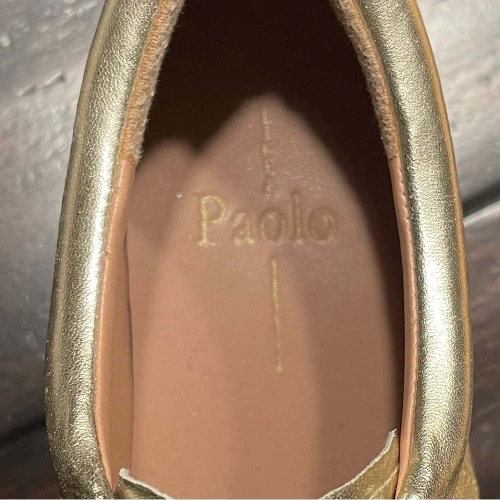 Línea Paola Kelsey Playful Lace-Up Platform Tennis Shoes PU Gold Glitter - Picture 15 of 16